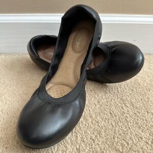 Lands End Women's Comfort Slip On Black Ballet Flats Size 8 Wide